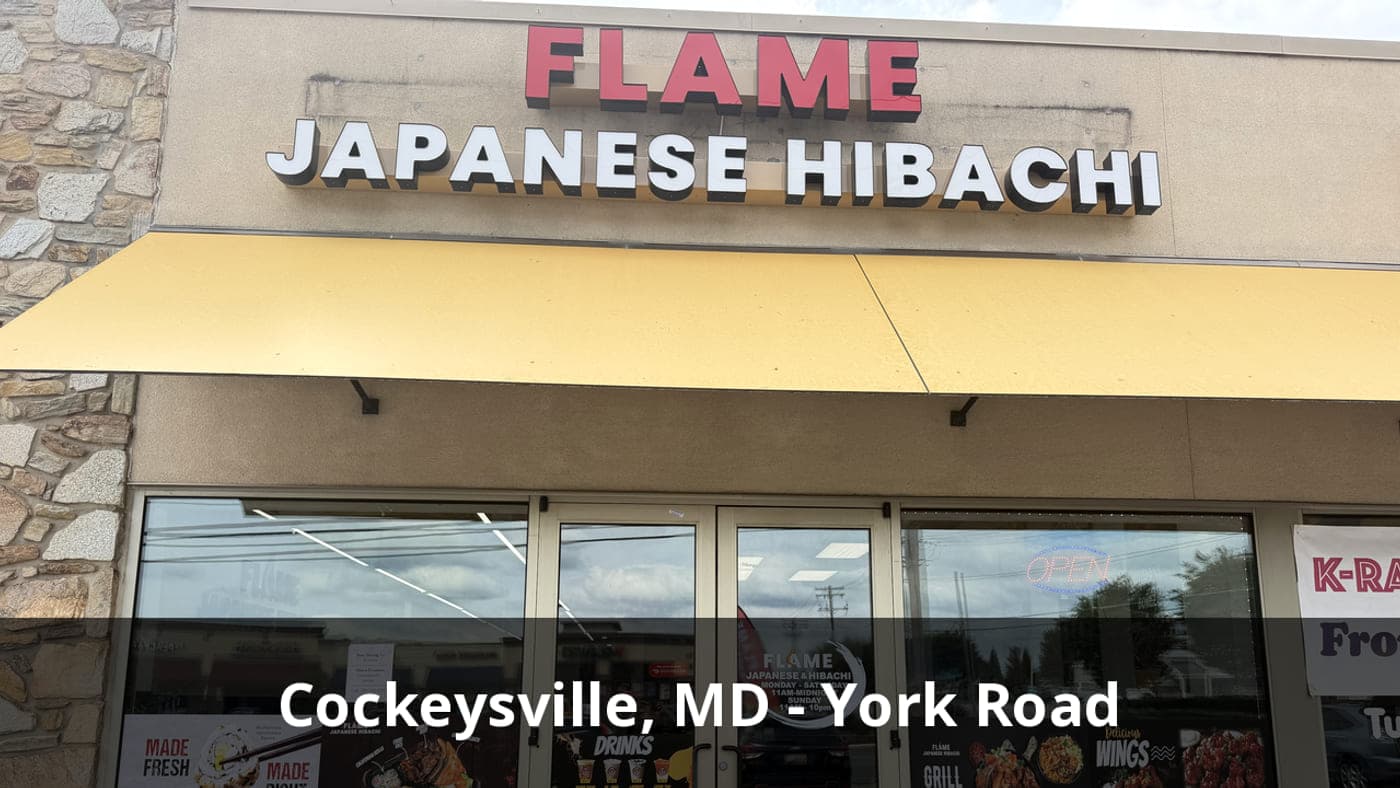 Halal steak hibachi plate at Flame Japanese Hibachi on York Road in Cockeysville, Maryland